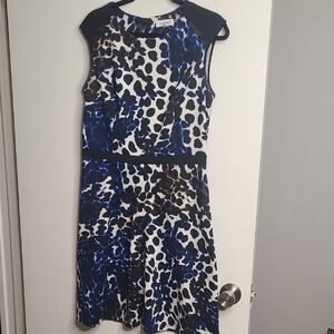 Calvin Klein Blue and Black Animal Print Mini Dress